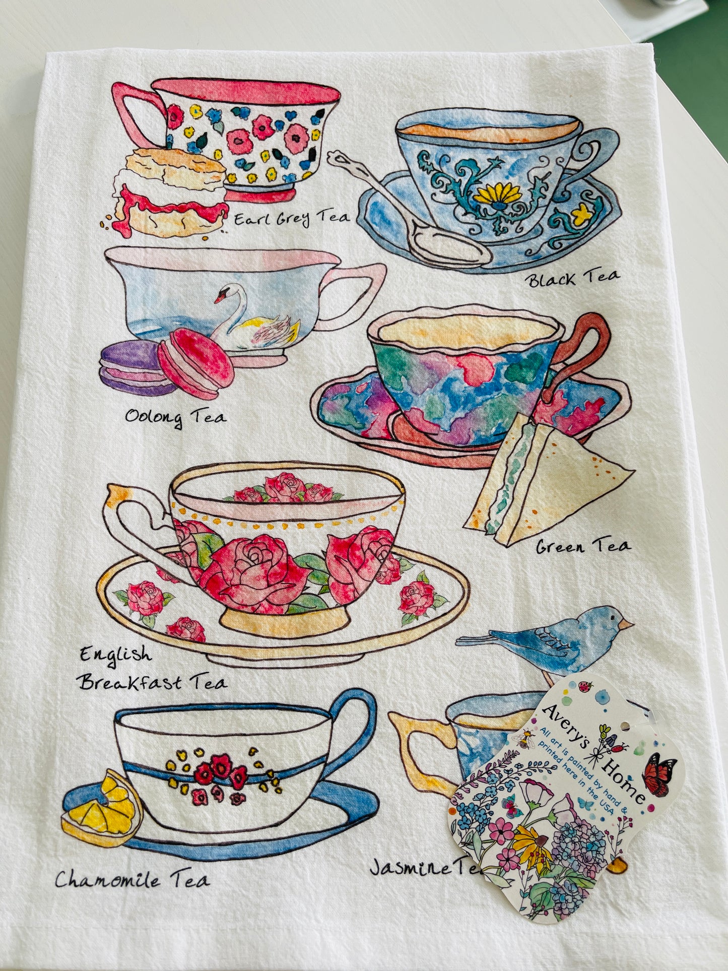 Watercolored Tea Towel
