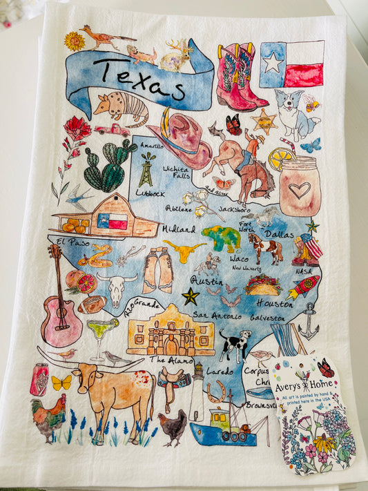 Watercolored Tea Towel