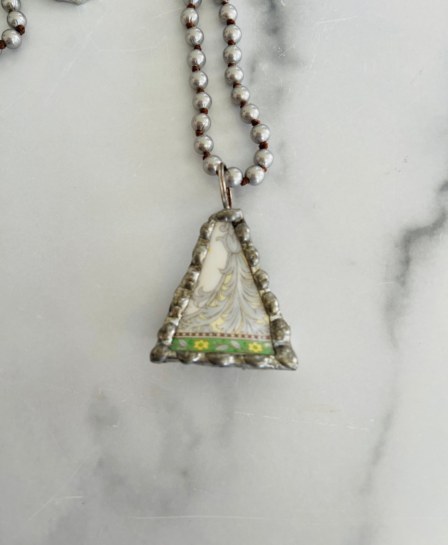Floral China Pendant Necklace