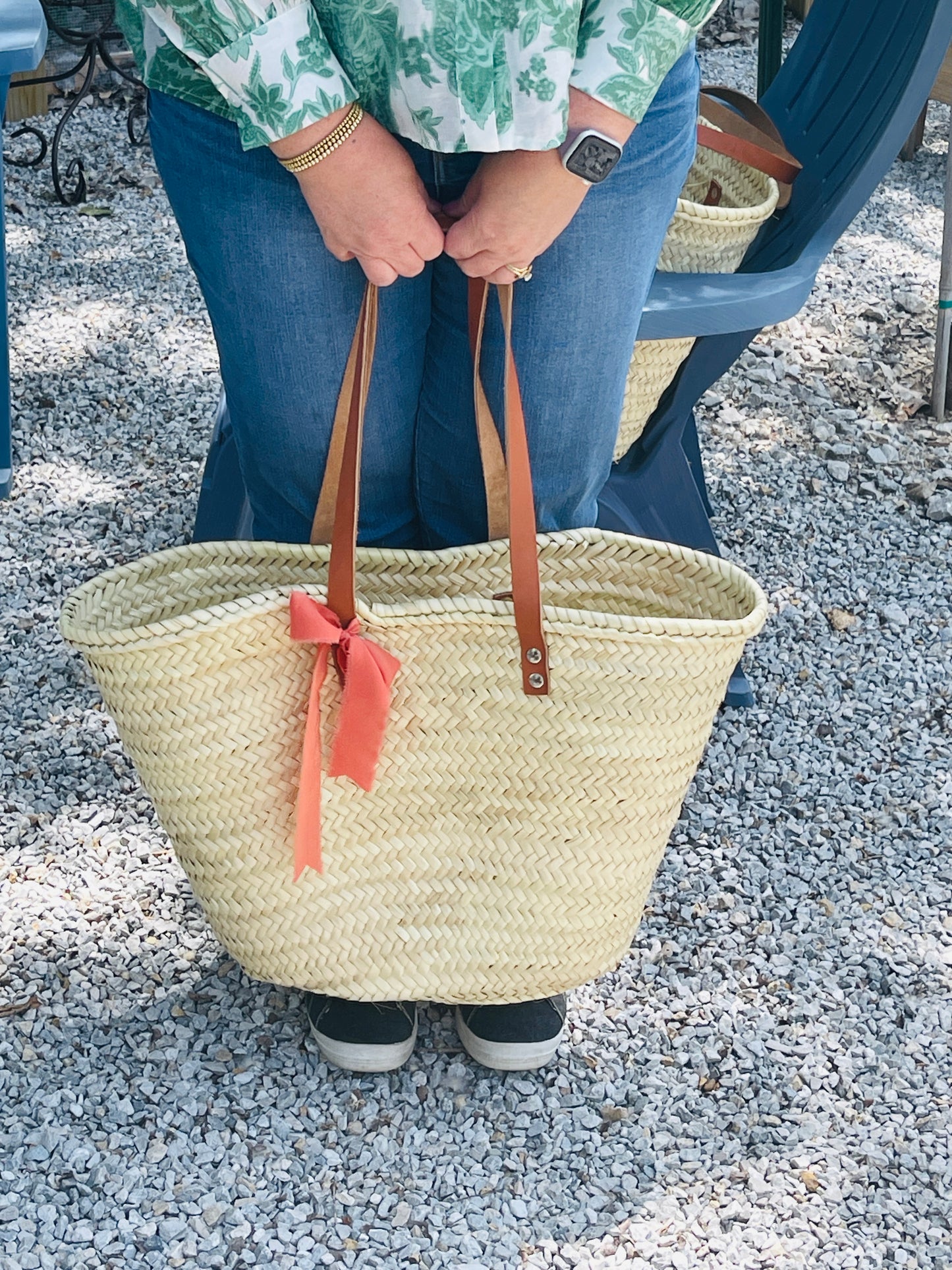 French Market Basket-with Leather Straps