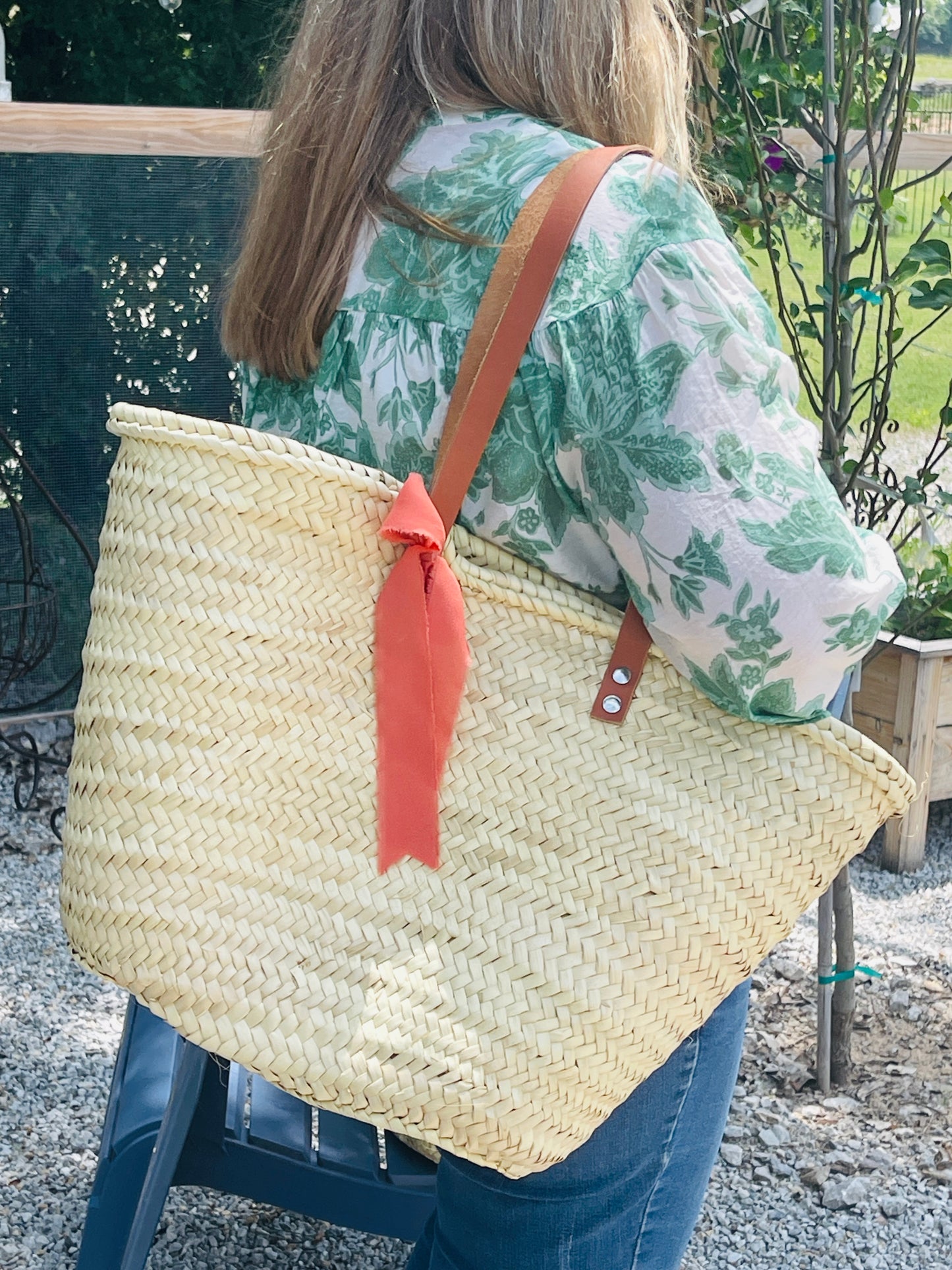 French Market Basket-with Leather Straps