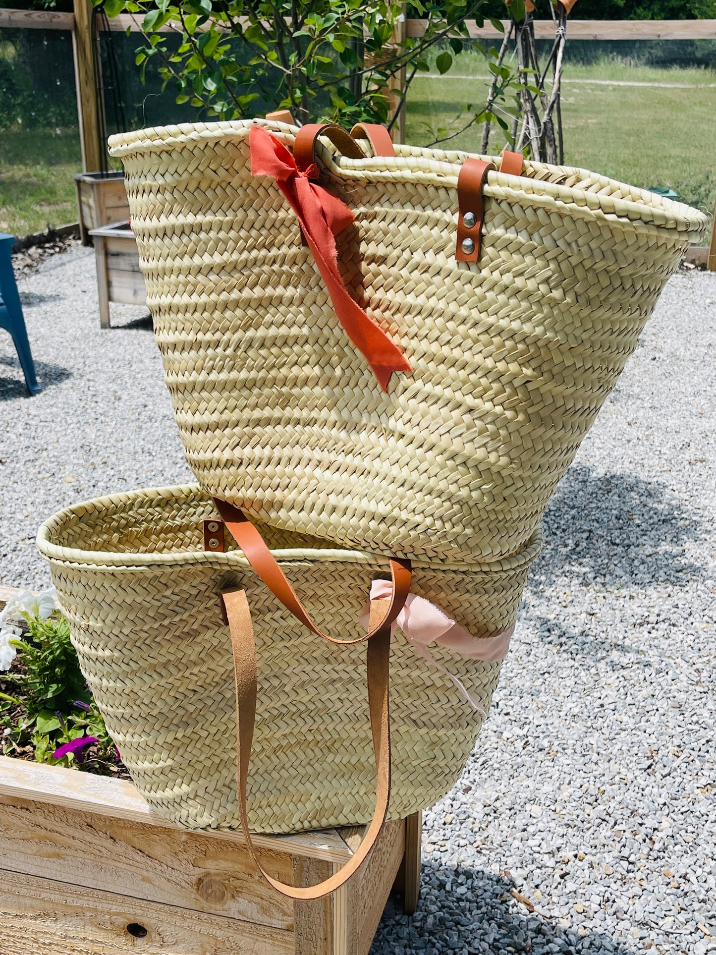 French Market Basket-with Leather Straps