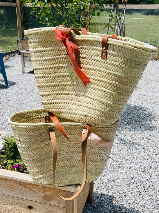 French Market Basket-with Leather Straps