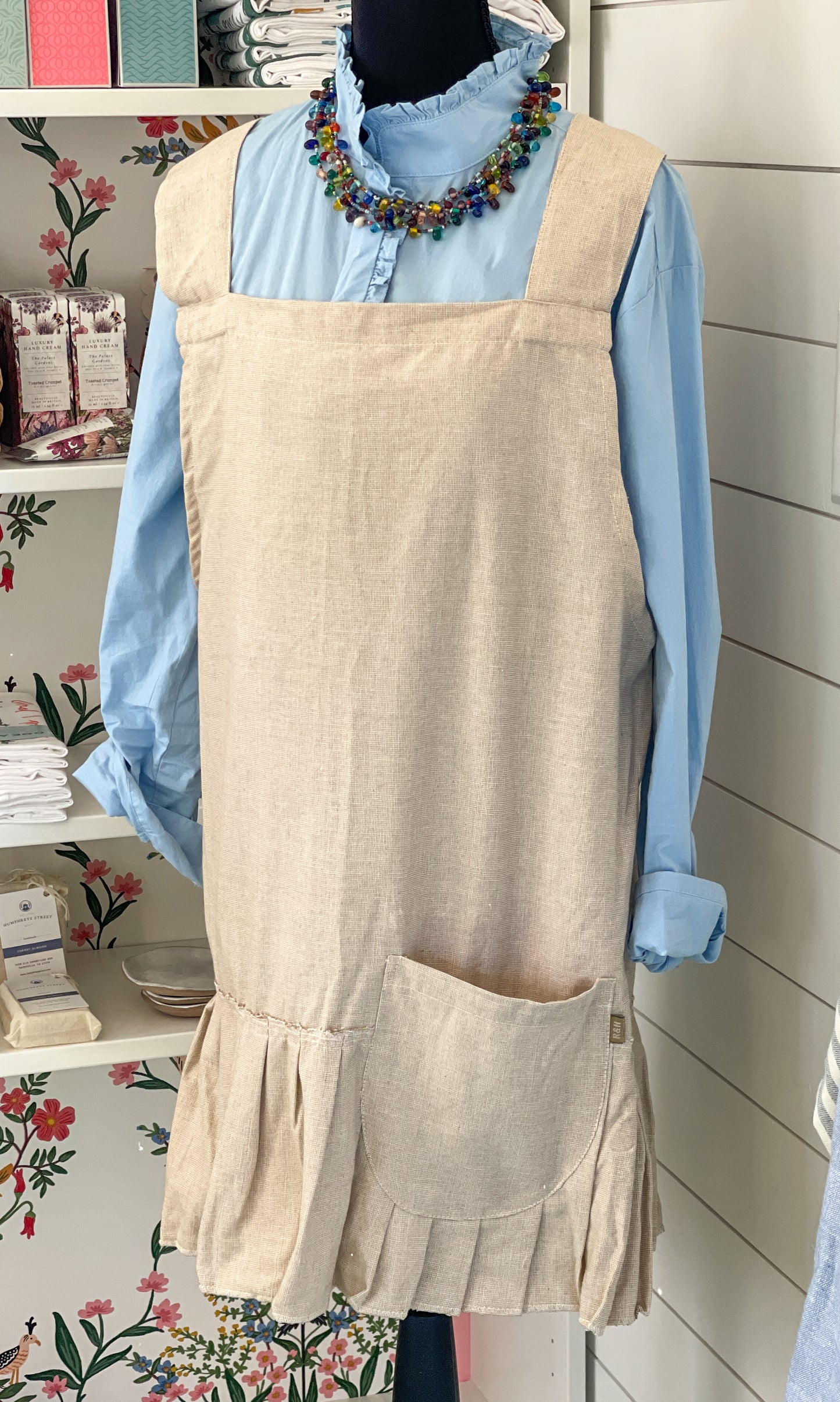 Chambray Apron with Ruffle
