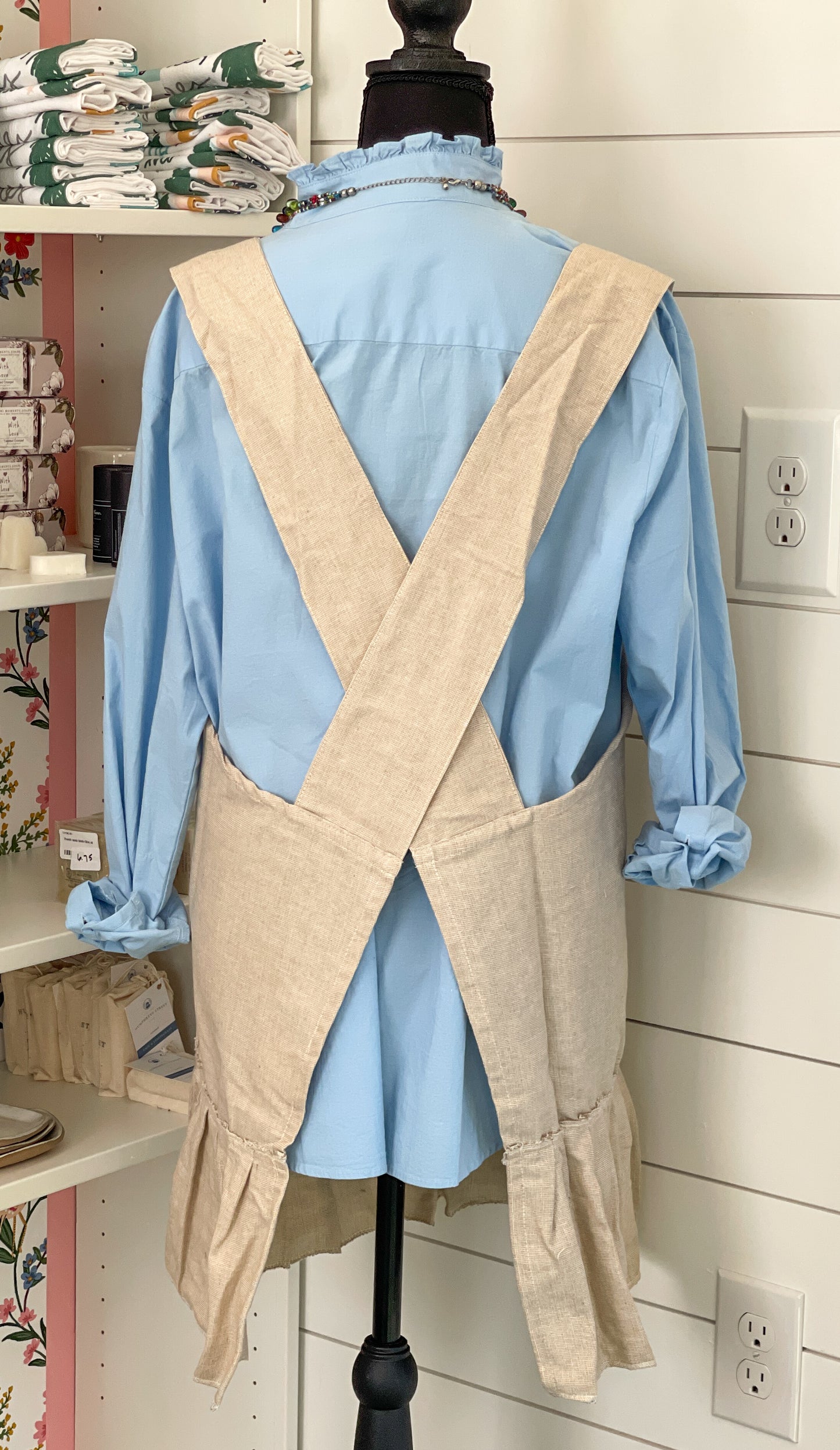 Chambray Apron with Ruffle